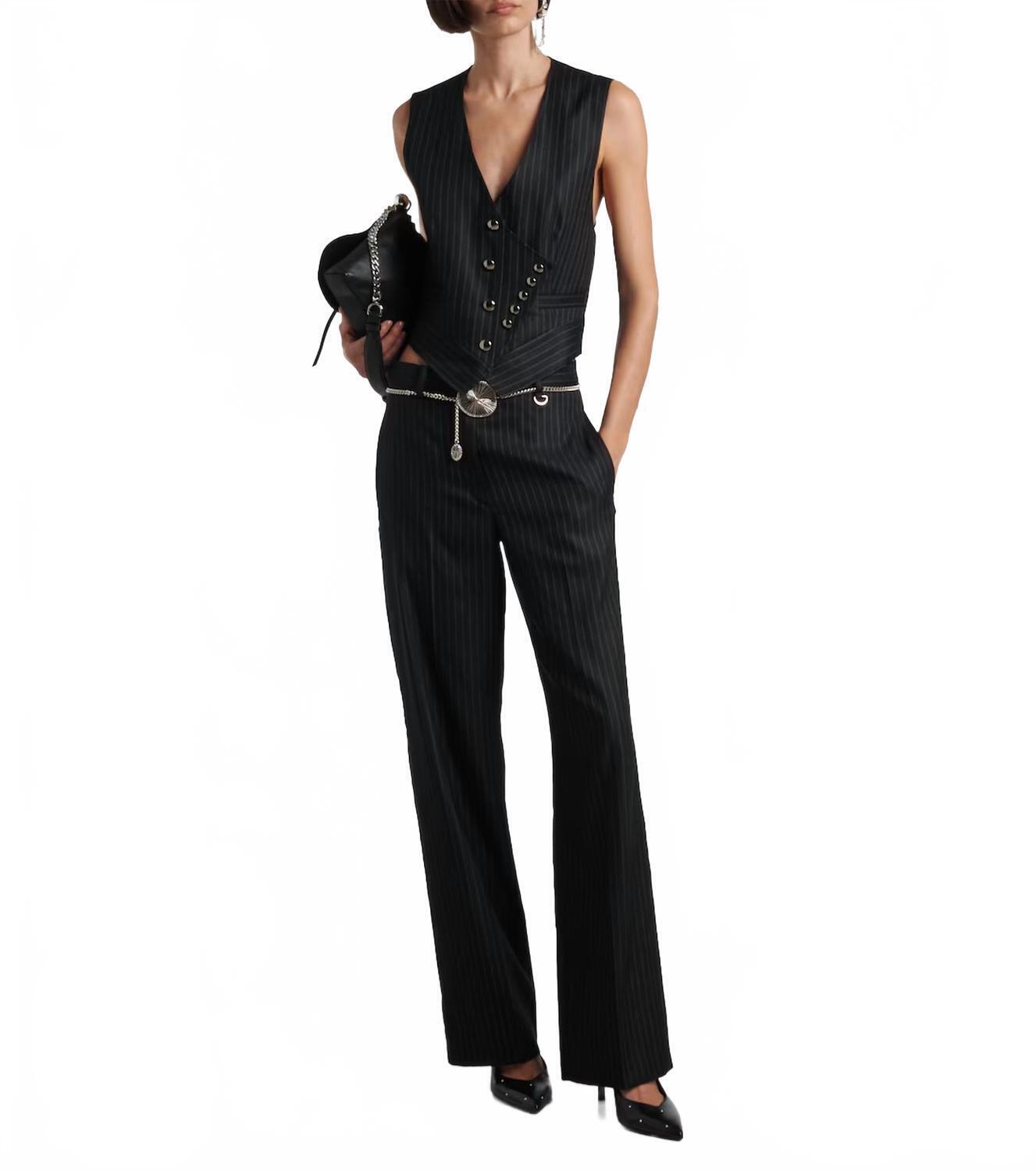 New Isabel Marant The Nikki Pinstriped Vest In Black